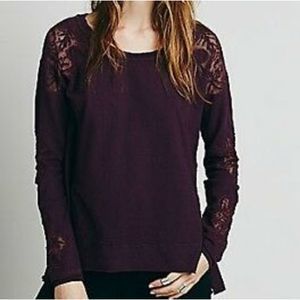 Free people outer sunset cutout lace purple plum top